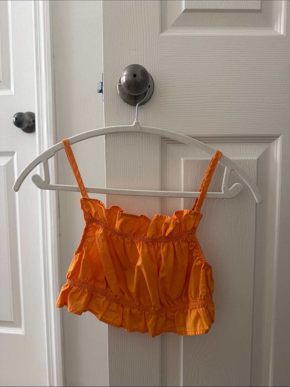 Orange Ruffle Crop Tank Top- size Small